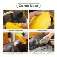 Escova a Vapor para Remoção de Pelos de Cães e Gatos